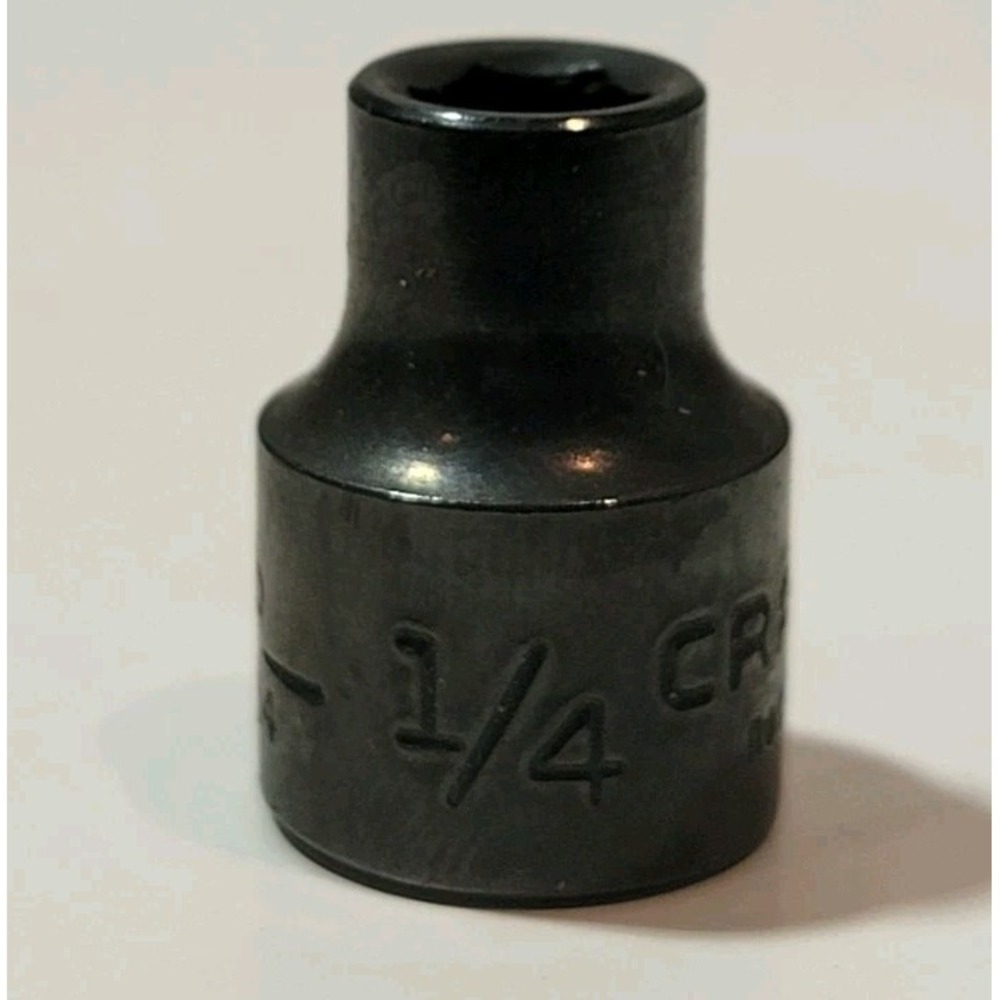 Vintage Black Chrome Craftsman 1/4" 6PT 3/8 Drive Shallow Socket S-AD #44534‎